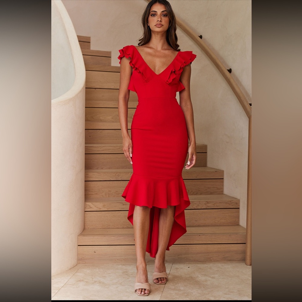 Selfie Leslie Scarlet Ruffled High Low Dress